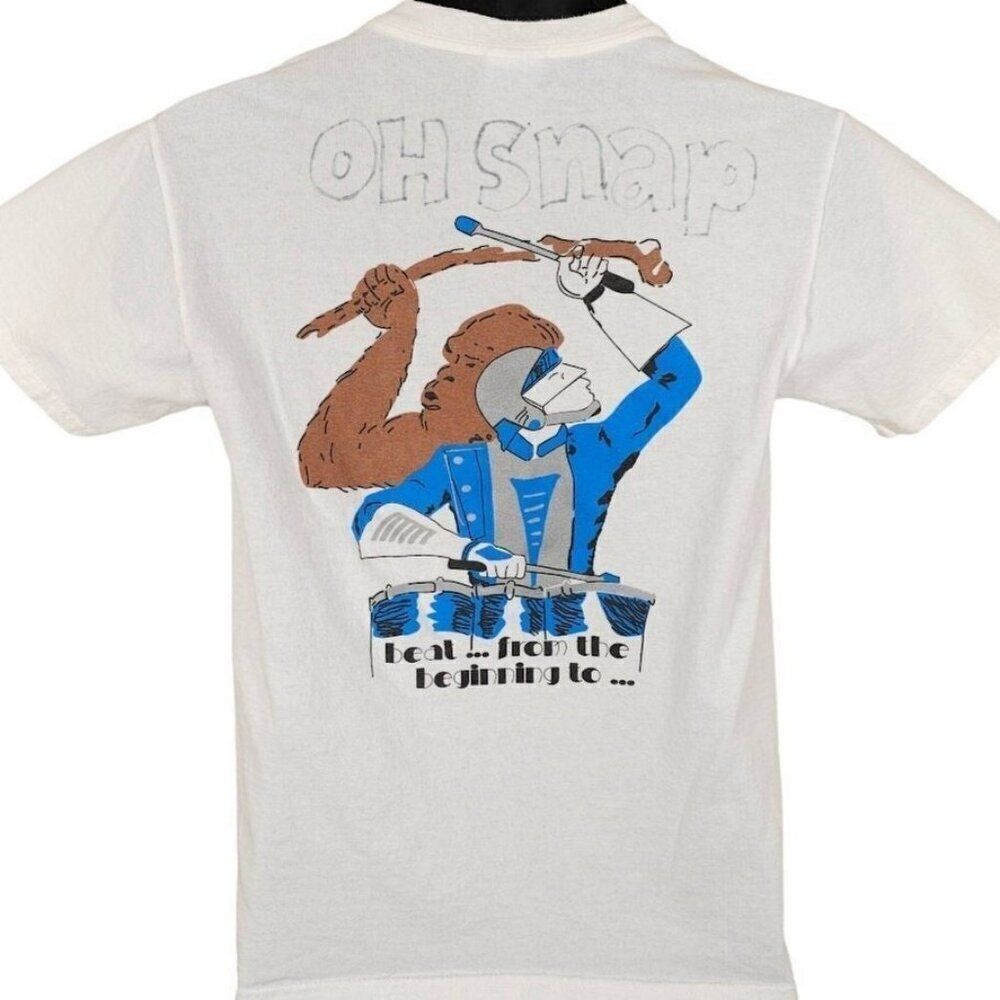 Vintage Drummer T Shirt Mens Size Small White Y2K UNT Marching Percussion Camp